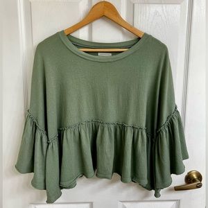 Urban Outfitters boho green sage cropped blouse